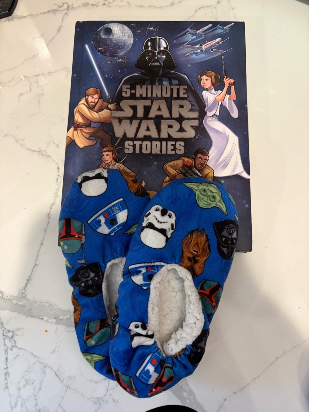 Kids Blue Star Wars Character Slip-On Socks with Five minute Star Wars stories